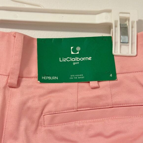 Liz Claiborne Hepburn High Waist Pleated Cuffed Pink Golf Shorts Womens 4 Preppy - Picture 3 of 7